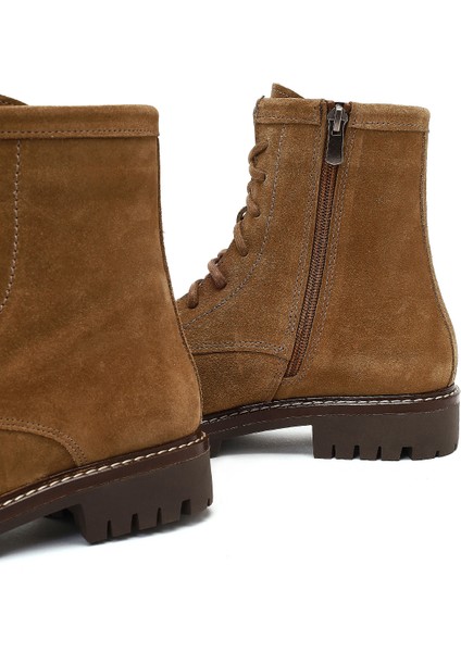 Kadın Taba Fermurlı Kalın Tabanlı Süet Deri Postal Bot 25WFD188110