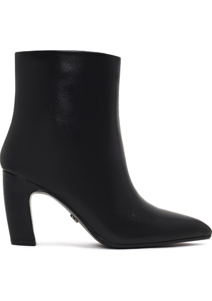 Kadın Siyah Kalın Topuklu Deri Bot 25WFD491118