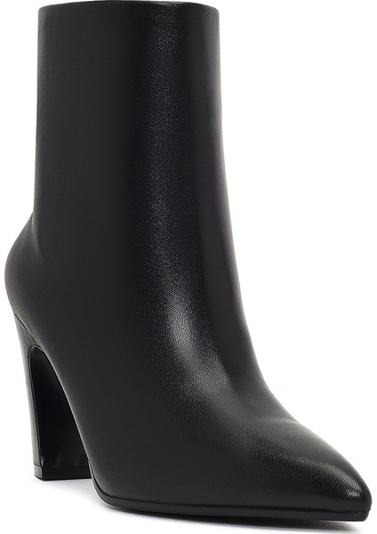 Kadın Siyah Kalın Topuklu Deri Bot 25WFD491118