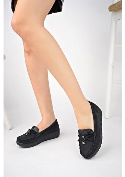 Siyah Kadın Ayakkabı Ortopedik Ped ve Düz Taban fırsatları