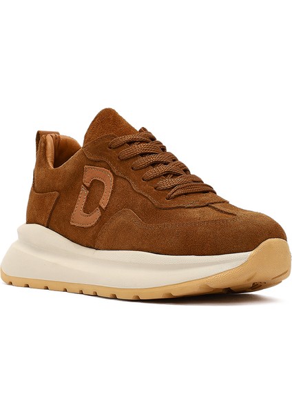 Kadın Taba Bağcıklı Kalın Tabanlı Süet Deri Sneaker 25AFD221110