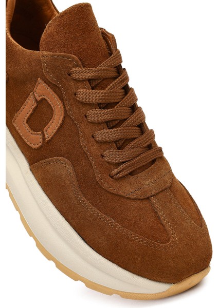 Kadın Taba Bağcıklı Kalın Tabanlı Süet Deri Sneaker 25AFD221110
