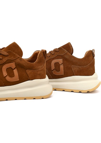 Kadın Taba Bağcıklı Kalın Tabanlı Süet Deri Sneaker 25AFD221110