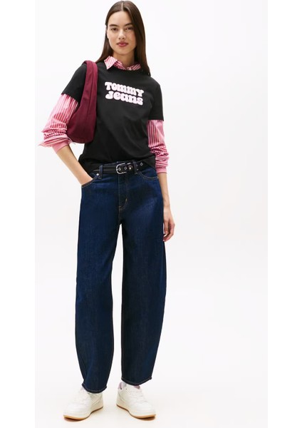 Kadın Regular Fit Grafik Logolu T-Shirt - Siyah fiyatları