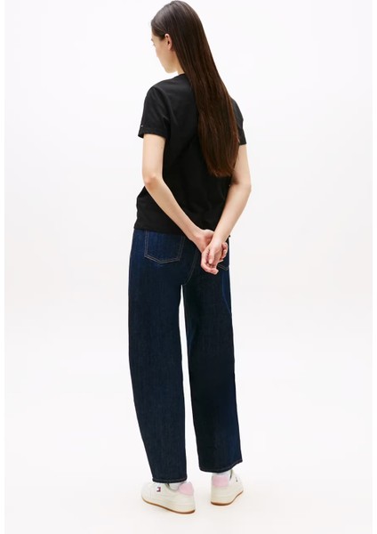 Kadın Regular Fit Grafik Logolu T-Shirt - Siyah modelleri