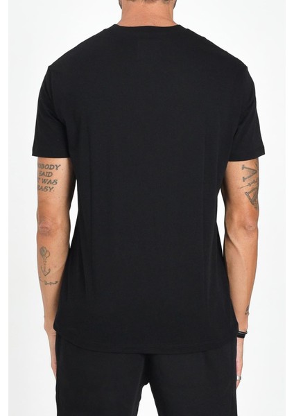 Erkek Regular Fit Yazı Logolu Pamuklu T-Shirt - Siyah fiyatları