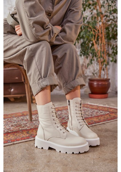 Madonna Ekru Renkli Hakiki Deri Kadın Postal fırsatları