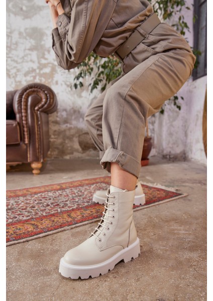 Madonna Ekru Renkli Hakiki Deri Kadın Postal indirimleri