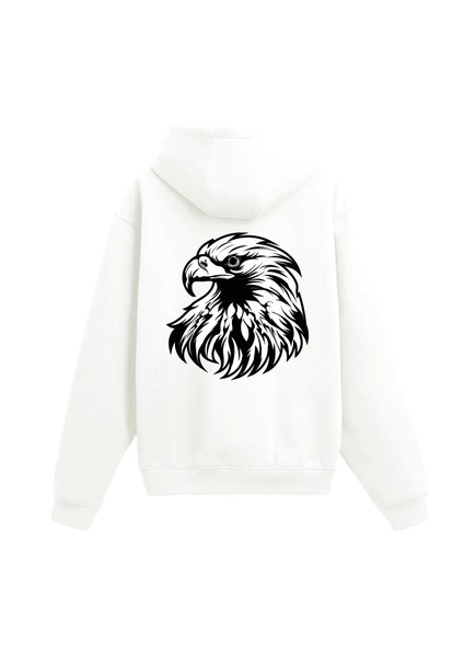 Sırt Baskılı Kartal Başlı Hoodie