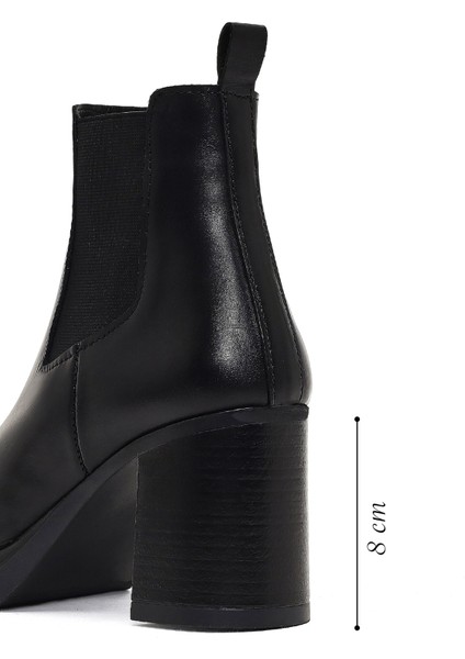 Kadın Siyah Kalın Topuklu Deri Chelsea Bot 25WFD184518 fiyatları