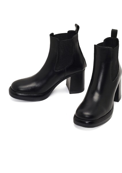 Kadın Siyah Kalın Topuklu Deri Chelsea Bot 25WFD184518 modelleri