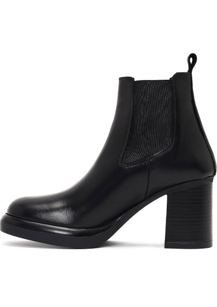 Kadın Siyah Kalın Topuklu Deri Chelsea Bot 25WFD184518 fırsatları