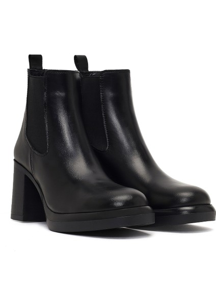 Kadın Siyah Kalın Topuklu Deri Chelsea Bot 25WFD184518 indirimleri