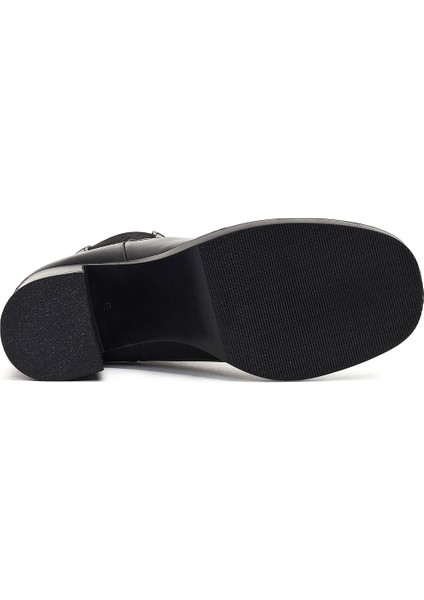Kadın Siyah Kalın Topuklu Deri Chelsea Bot 25WFD184518