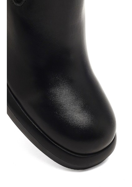 Kadın Siyah Kalın Topuklu Deri Chelsea Bot 25WFD184518