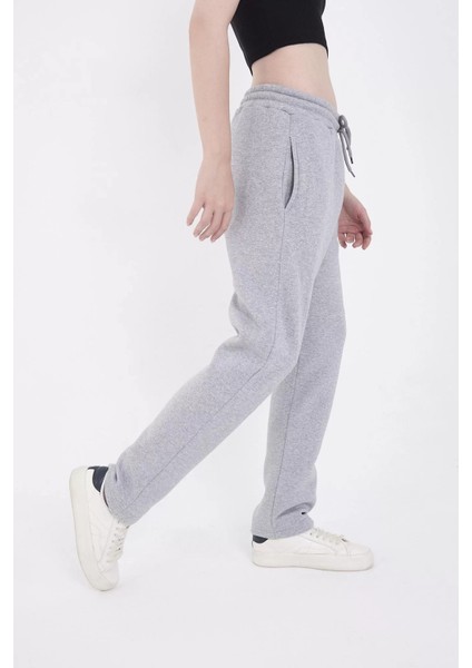 Oversize Boru Paça Baskılı Eşofman Pantolon - Gri fiyatları