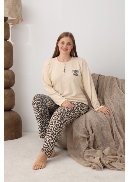 Şardonlu Interlok Kumaş Büyük Beden Kışlık Kadın Pijama Takımı 1160