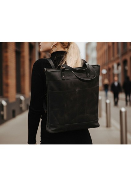 Saraci Hakiki Deri Dönüştürülebilir Tote Bag – Omuz ve Sırt Çantası, Geniş Hacimli Şık Tasarım