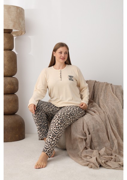 Şardonlu Interlok Kumaş Büyük Beden Kışlık Kadın Pijama Takımı 1160 fırsatları