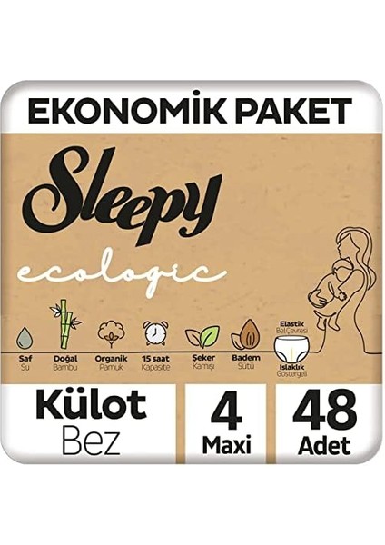 Sleepy Ecologic Ekonomik Paket Külot Bez 4 Numara Maxi 48 Adet
