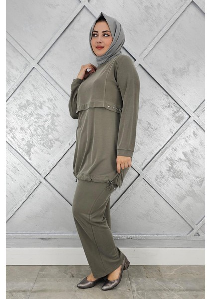 Kadın Taş Detalı Bağcıklı Tesettür Takım