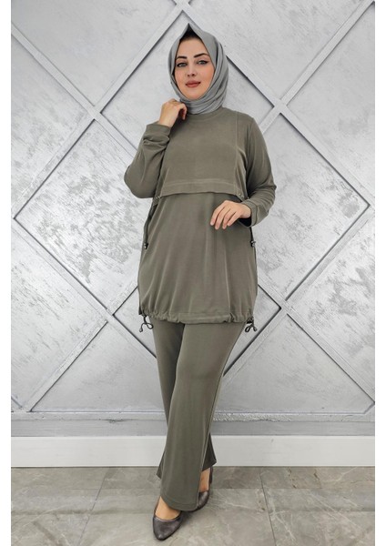 Kadın Taş Detalı Bağcıklı Tesettür Takım modelleri