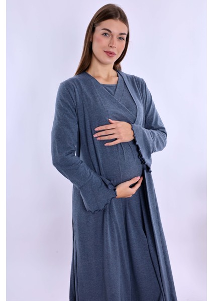 Indigo Sabahlıklı Hamile Lohusa Gecelik Takım fiyatları