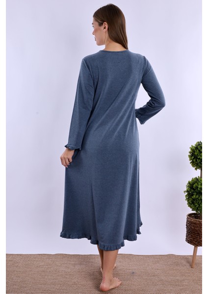 Indigo Sabahlıklı Hamile Lohusa Gecelik Takım