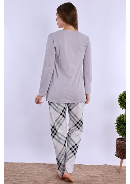 Gri %100 Pamuk Hamile Lohusa Pijama Takımı modelleri