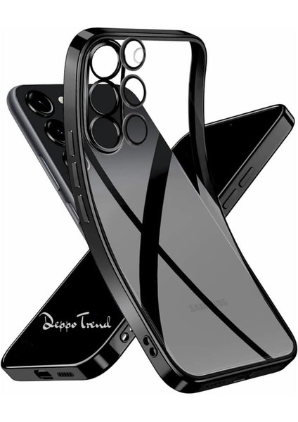 Galaxy S23 ile Uyumlu Kılıf Kenarları Siyah Renkli Kamera Korumalı Dayanıklı Arka Kısmı Şeffaf Esnek Silikon Kapak