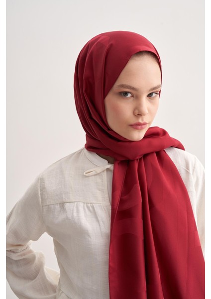 C Desen Monogram Pamuk Ipek Şal Bordo modelleri