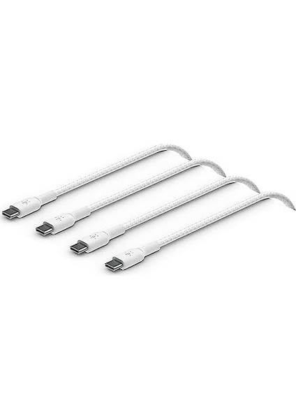 Boost Charge Örgülü Usb-C, Hızlı Şarj Cihazı, Usb-C Şarj Kablosu, 16, 15, Galaxy S24, S23,, Ipad, Macbook, ve Daha Fazlası Için, 1 Metre, 2&apos;li Paket, Beyaz modelleri