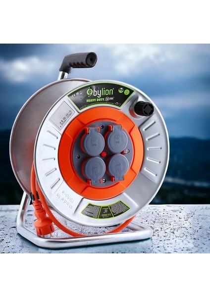 Seyyar Kablo Kapaklı 4 Prizli Metal Uzatma Kablosu 3x2.5 mm Cca Kablo 50 Metre