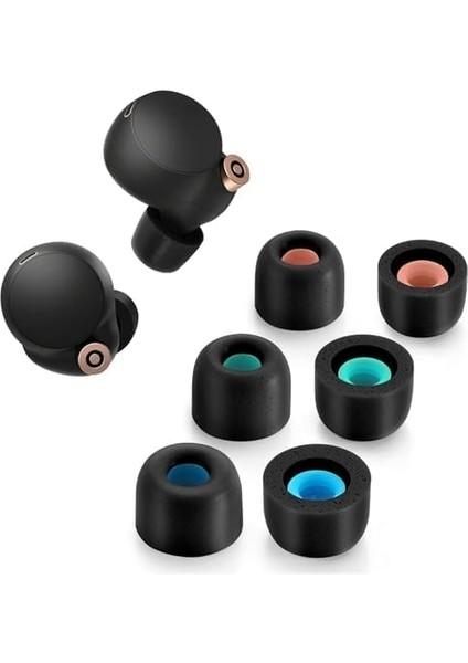 Bellek Köpüğü Kulak Ucu, 3 Çift Siyah, WF-1000XM4 ve WF-1000XM3 ile Uyumlu, Mükemmel Gürültü Önleme, Kablosuz Kulaklıklar Için Kaymayan Yedek Kulak Uçları, Şarj Kutusuna Uyumlu modelleri