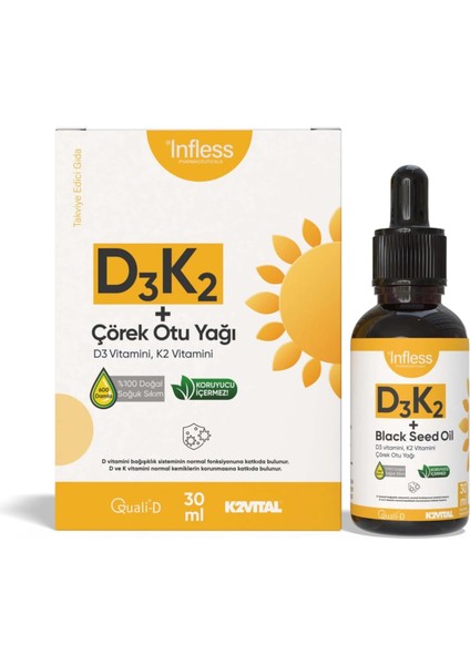 Vitamin D3 K2 + Çörek Otu Yağı 30 ml