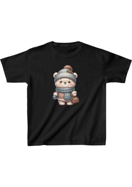 Unisex Çocuk Baskılı T-Shirt - Siyah