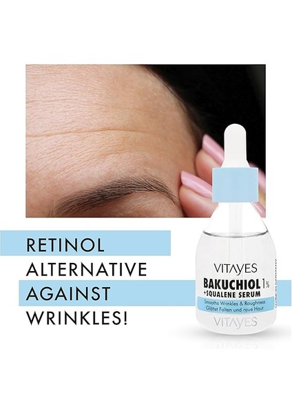 Retinol Alternatifi Bakuchiol%1 ve Squalene Cilt Serumu, Kırışıklık Karşıtı, Cilt Onarıcı, Sıkılaştırıcı, Hücre Yenileyici, Vegan, Gündüz ve Gece Serumu, 30 ml fiyatları