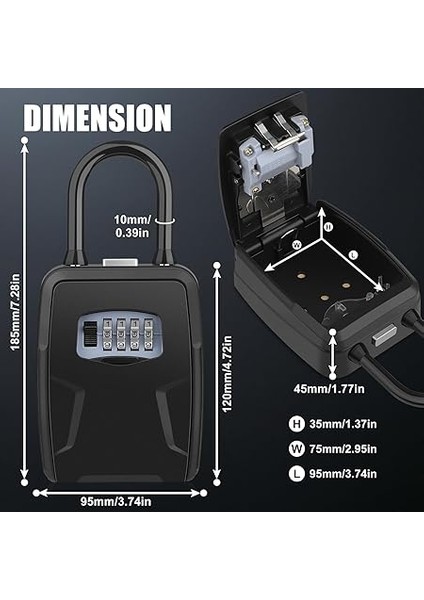 Büyük Askılı Anahtar Kasası, En Yeni Anahtar Kutusu, Hava Şartlarına Dayanıklı, 4 Haneli Anahtar Kasası, Anahtar Saklama Kutusu, Anahtar, Araba Anahtarı, Ic Kartı, Ev, Garaj Için Sağlam fiyatları