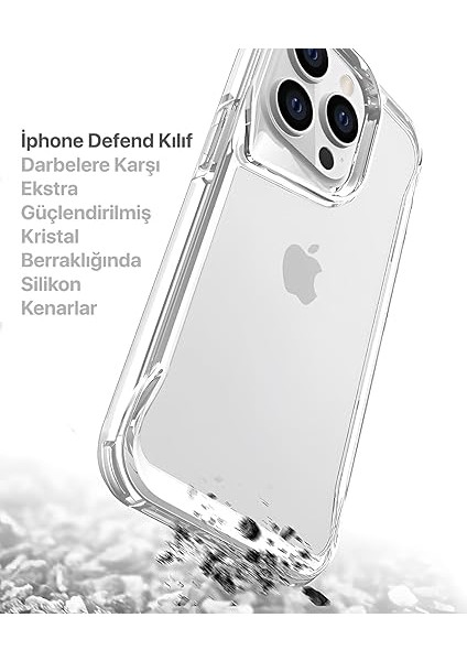 iPhone 16 Pro Için Defend Serisi Kristal Berraklığında Ultra Şeffaf Arkası Sert Polikarbonat Kenarları Yumuşak Silikon Super Koruyucu Özellikli Kılıf (Şeffaf, 16 Pro) fiyatları