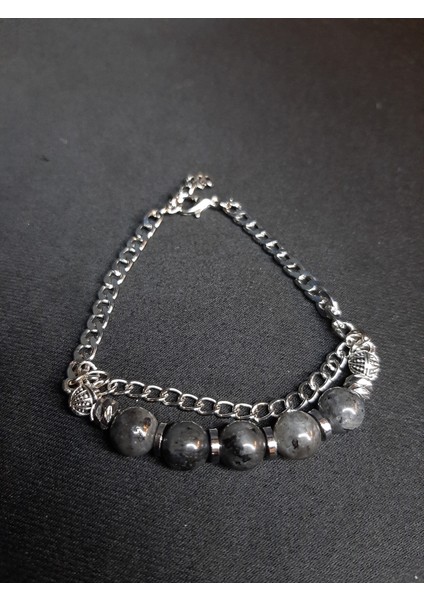 Mryart Gri Labradorit Taşı ve Metal Zincir ile Tasarlanmış Ayarlanabilir Bileklik indirimleri