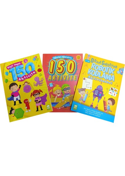 Öğreten Eğlendiren - Bilgili Neşeli 150 Aktivite-Robotik Kodlama 3 Kitap Ema