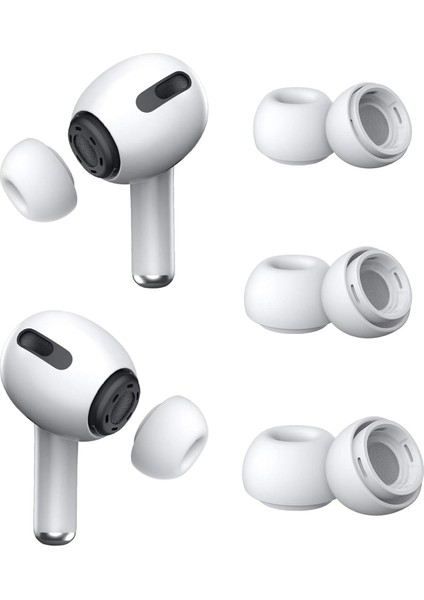 Pro ve Pro 2.nesil Uyumlu Anc Delikli Üç Boyut Premium Yedek Silikon Kulaklık Uçları (S, M, L)