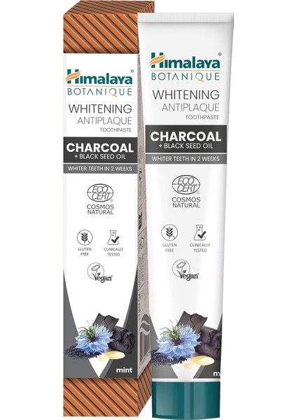 Himalaya Botanique Beyazlatıcı Plak Karşıtı Diş Macunu 75 ml | Ecocert Cosmos Sertifikalı | Organik Aktif, Kömür, Çörek Otu Yağı | Florür ve Gluten Içermez modelleri