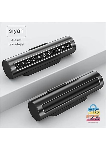 Alüminyum Araç Içi Parkmatik | Çevirmeli Park Telefon Numaratörü | Siyah Renk | Torpido Üstü Telefon Yazısı | Güneşe Dayanıklı Şık Tasarım | Kolay Montajlı modelleri