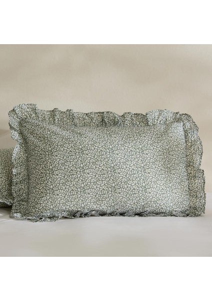 Fırfırlı 2'li Yastık Kılıfı Yeşil