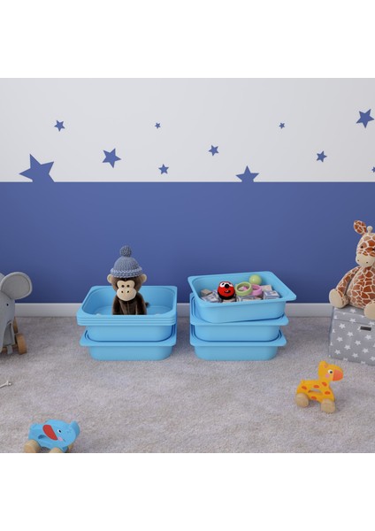 5 Adet Mavi Kapaklı Çok Amaçlı Saklama Kutusu - Oyuncak Sepeti 5KS5K fiyatları