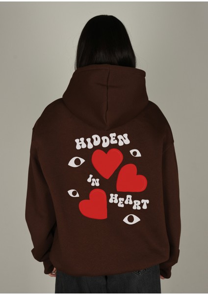 Heart Baskılı Kapüşonlu Sweatshirt