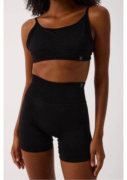 Aura Spor Şort Yüksek Bel Esnek Şekillendirici ve Toparlayıcı Seamless Tayt Kısa Şort fırsatları