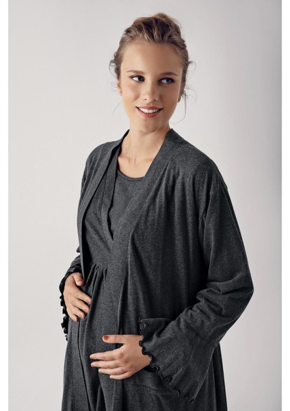 Kadın Uzun Kollu Esnek Pamuklu Hamile Sabahlık Pijama TAKIMI13300 fiyatları