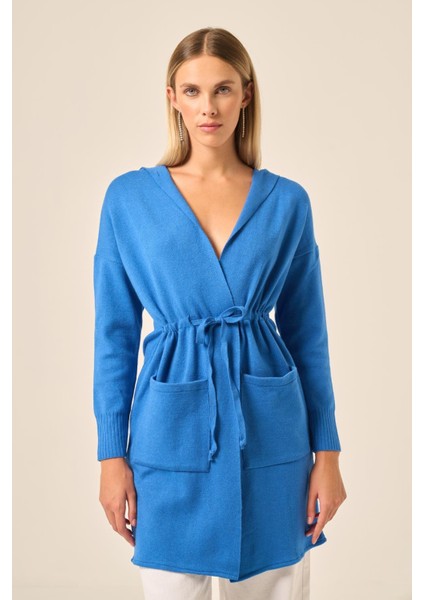 Ftz Kadın Kendinden Bağlamalı Hırka Saks Mavi 20727 fiyatları